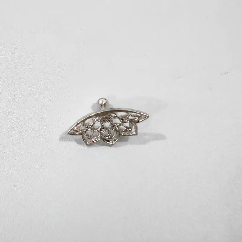 Spider web geometric mesh stud earrings in gold or silver electroplated metal for horror Halloween jewellery