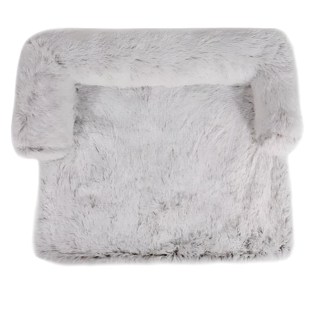 Grey orthopaedic memory foam dog bed with removable cover and non-slip bottom, available in S, M, L sizes