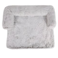 Grey orthopaedic memory foam dog bed with removable cover and non-slip bottom, available in S, M, L sizes