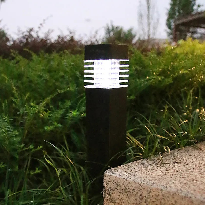 Solar lawn ground lamp with cuboid shape for garden pathway lighting