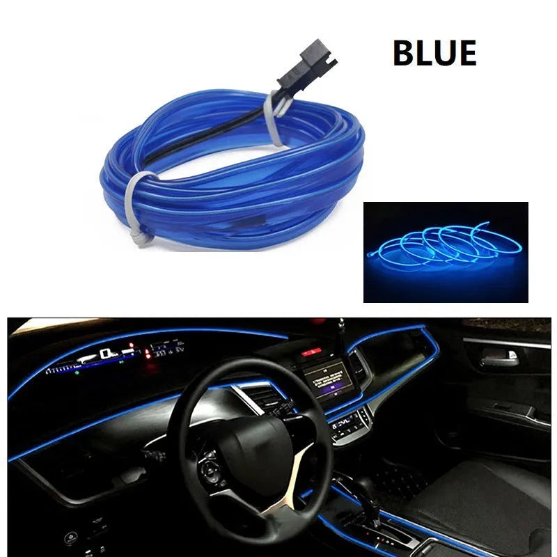 6 metre car interior USB LED ambient light cable in ten colour options