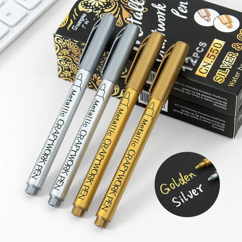 14cm metal paint pen with gold or silver ink for marking metal surfaces