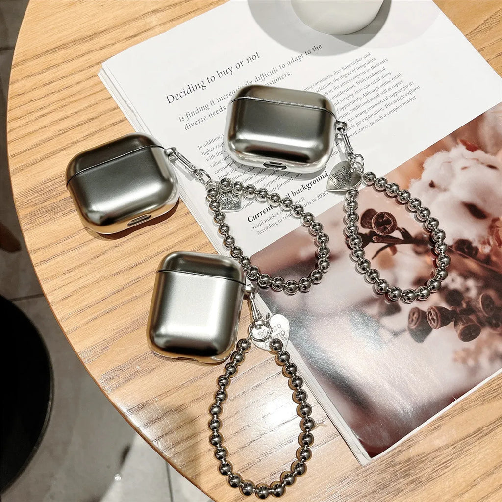 Matte plating TPU protective case for AirPods Bluetooth headphones on a white background.