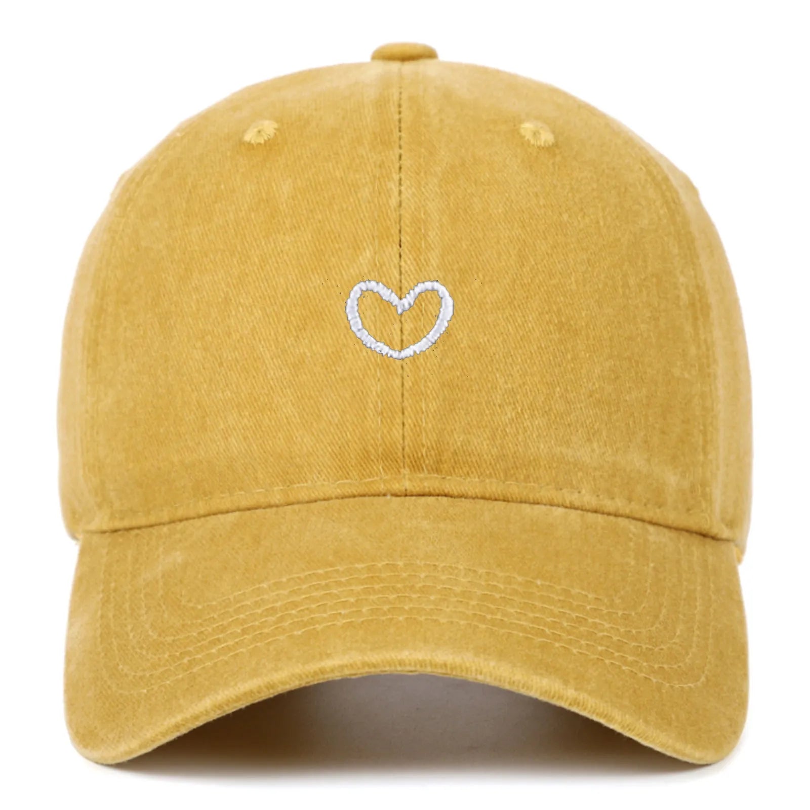Retro embroidered baseball cap with love motif in adjustable cotton fabric