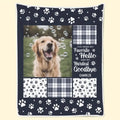 White super soft flannel pet dog blanket shown in three available sizes on a wooden floor.