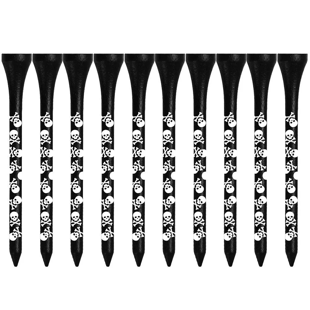 Black skull print bamboo dowel pins for golf shoes in 70mm and 83mm lengths