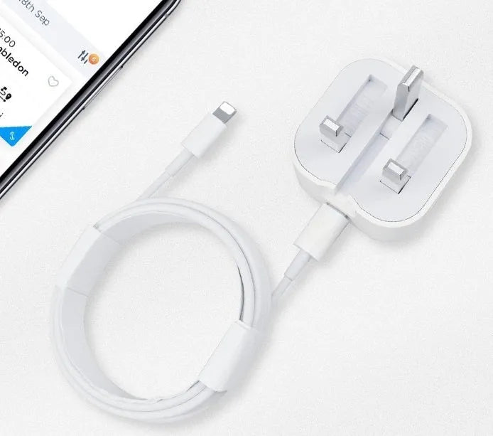 White British 20W USB-C PD fast charger with multiple cable length options including 1m, 1.5m, and 2m