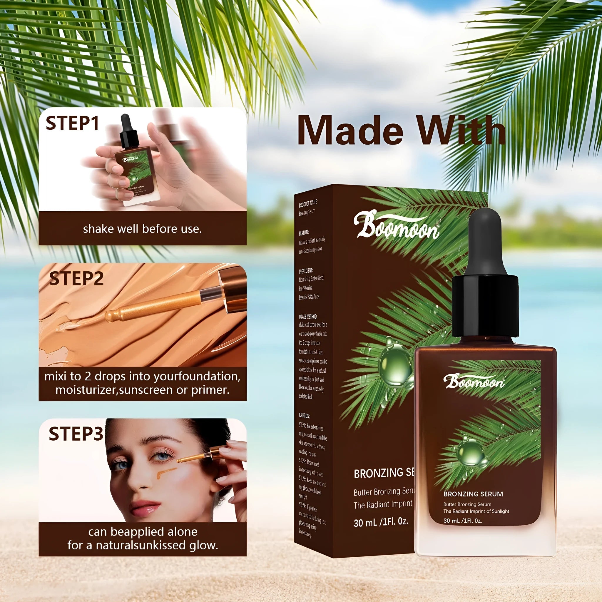 Bronze black 30ml nursing care solution bottle measuring 101mm by 45.3mm