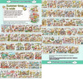 Sheet of cute cartoon character stickers on Japanese paper for medical tape packaging.