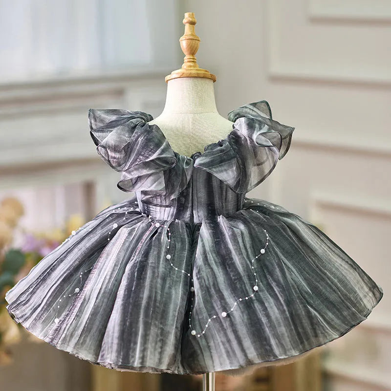 Girls birthday party dress high grade gray princess style suitable height 80-160cm