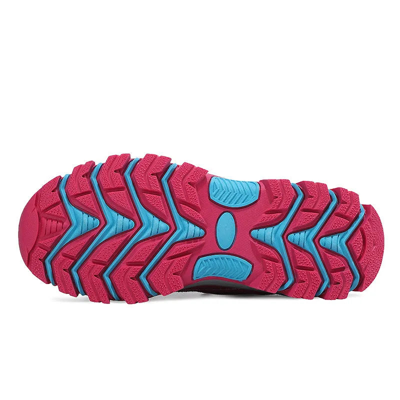 Breathable low-top hiking shoes in purple with PU and mesh upper and rubber sole