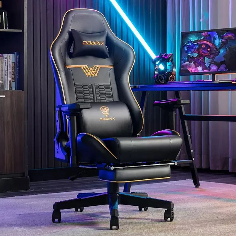 Dowinx black gaming chair with 4D adjustable armrests and a metal frame