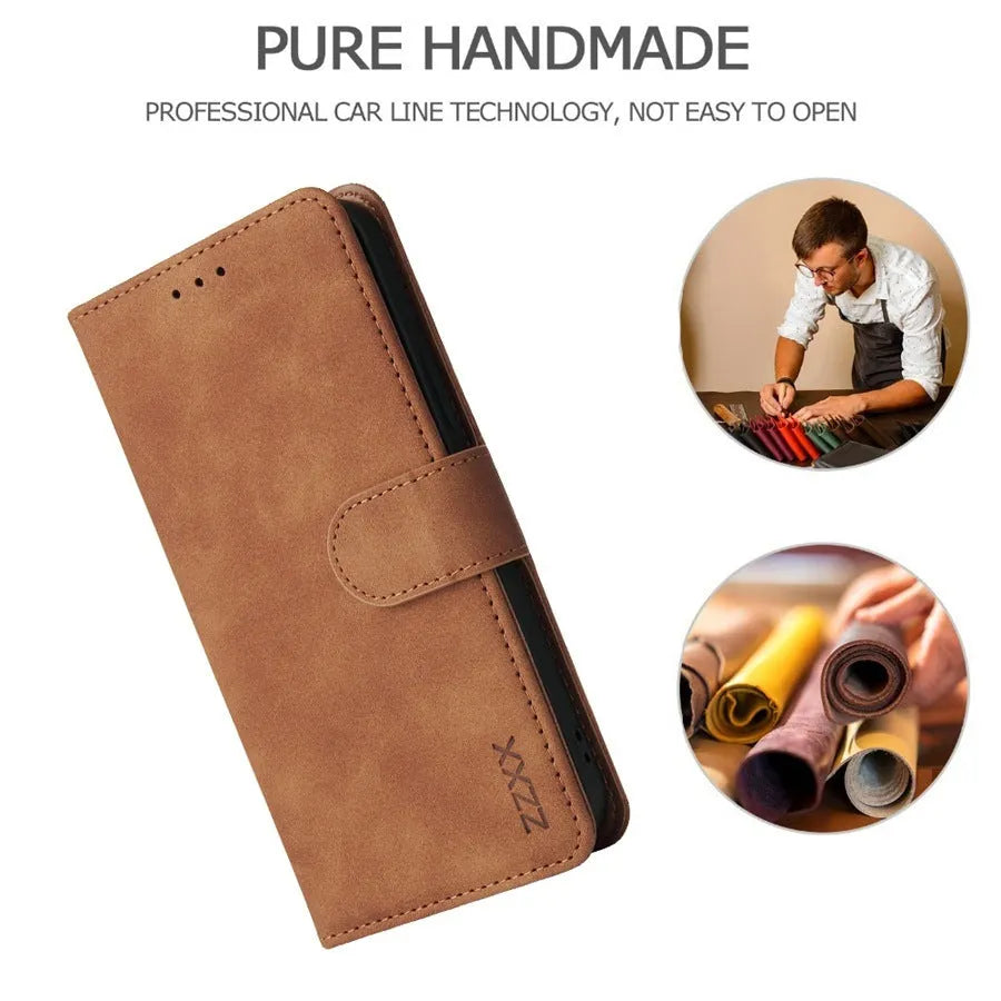 Flip wallet iPhone case with card holder, stand function, leather-style finish and TPU inner shell