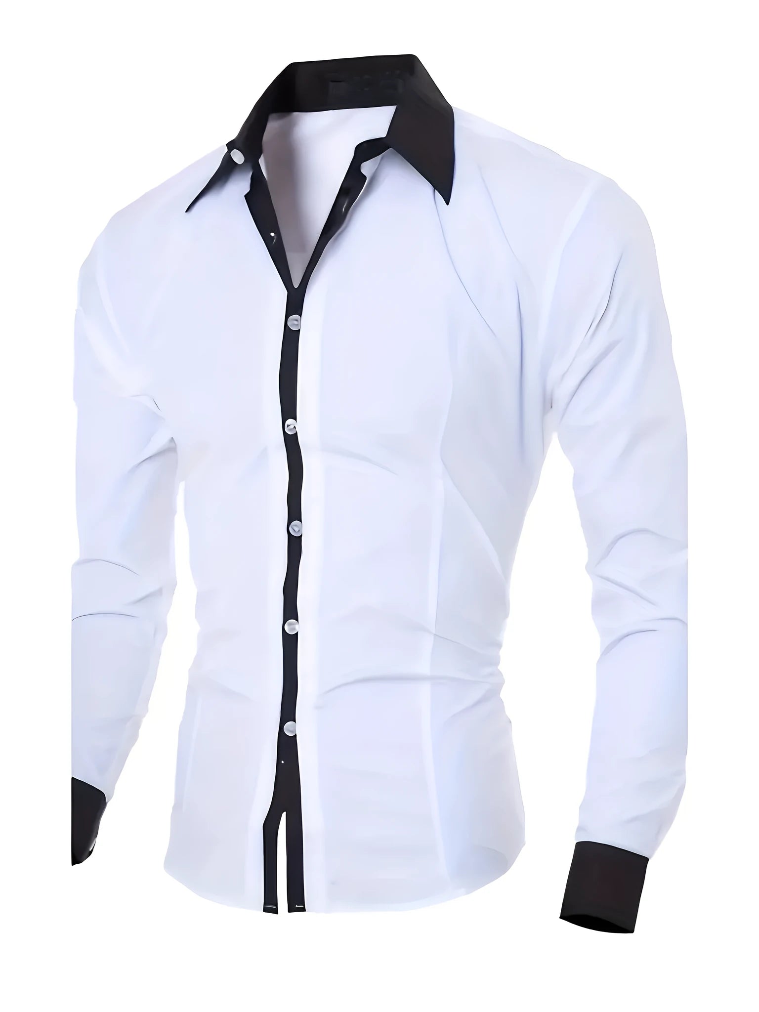 Long-sleeved colour-blocked shirt for teenage men in White with contrasting panels, figure-hugging cut