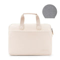 Beige PU leather laptop bag for MacBook Pro 15.6 inch with zipper closure and soft handle