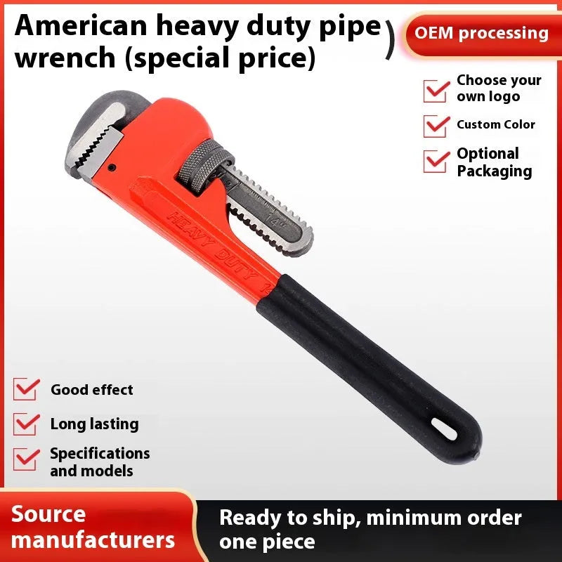 Heavy pipe tongs made of 45# steel available in 8 10 12 and 18 inch sizes for water pipe gripping