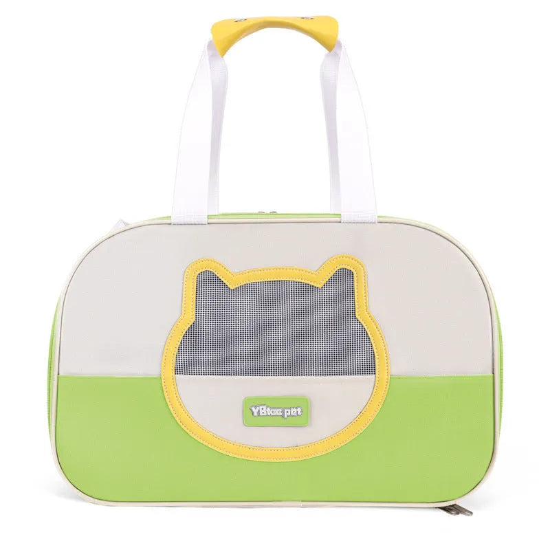 Blue foldable outdoor cat school backpack made from Oxford cloth for pet transport