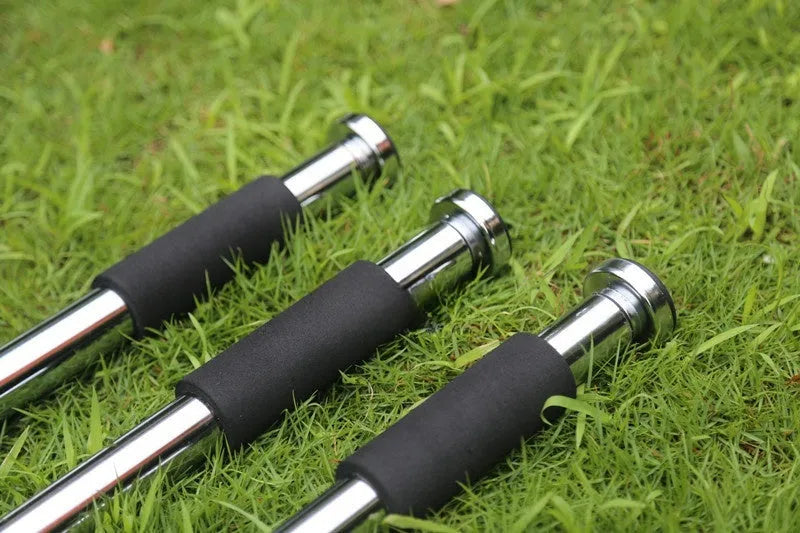 Adjustable steel pull-up bar with parallel grips extended to show 62-100cm width range