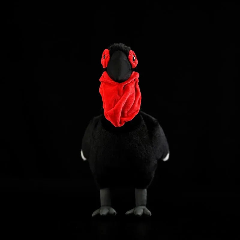 Red-faced ground hornbill plush toy 42 cm tall simulated soft polyester bird standing upright