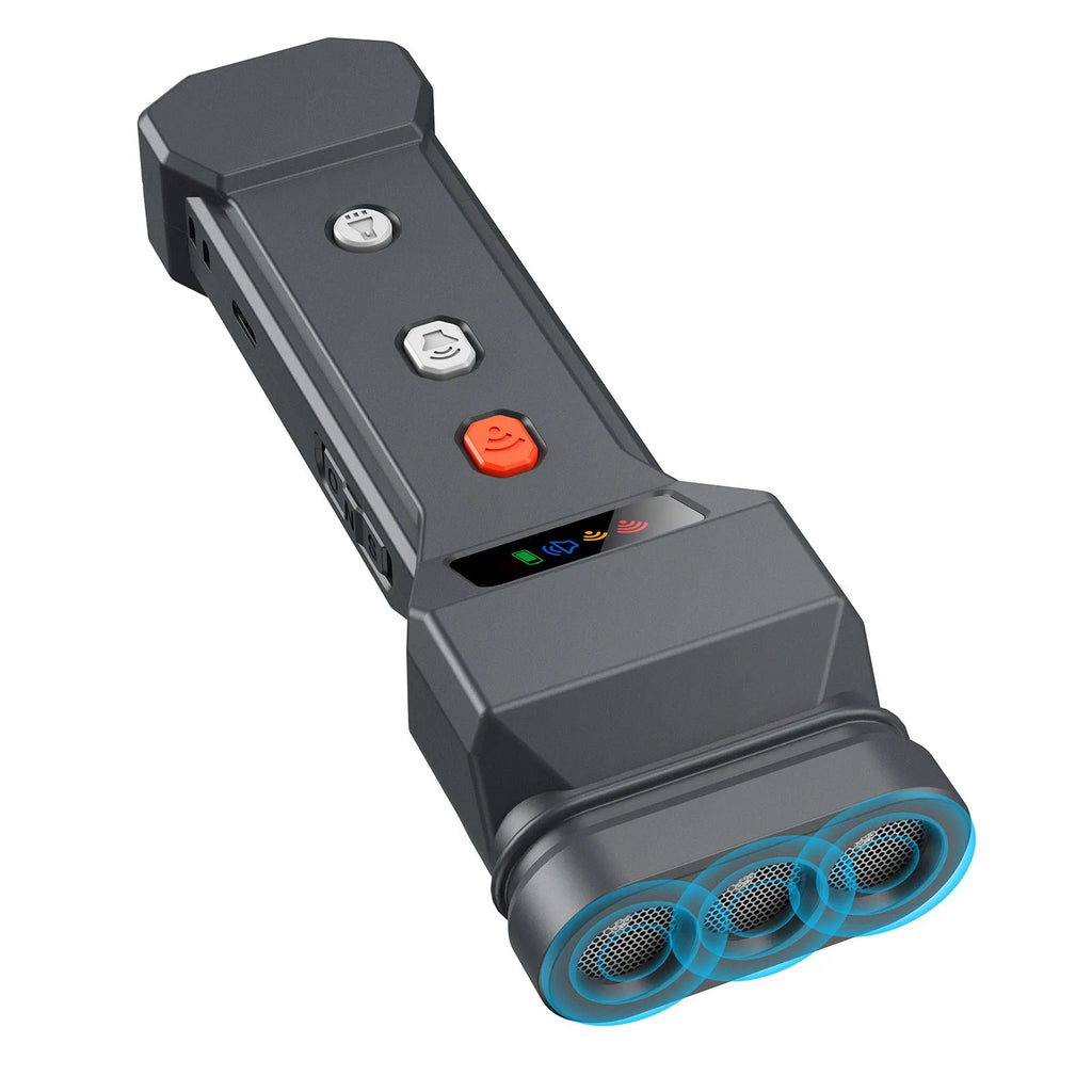 Portable three-head ultrasound stopper in plastic with data cable and instruction manual for general bark control
