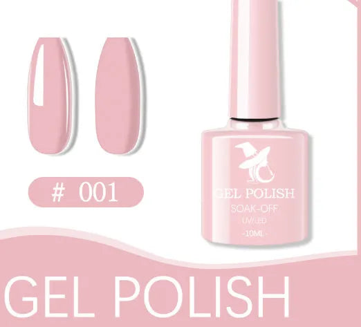 48 colour UV phototherapy plastic gel nail polish set with 7ml bottles in various finishes including glitter and nude shades