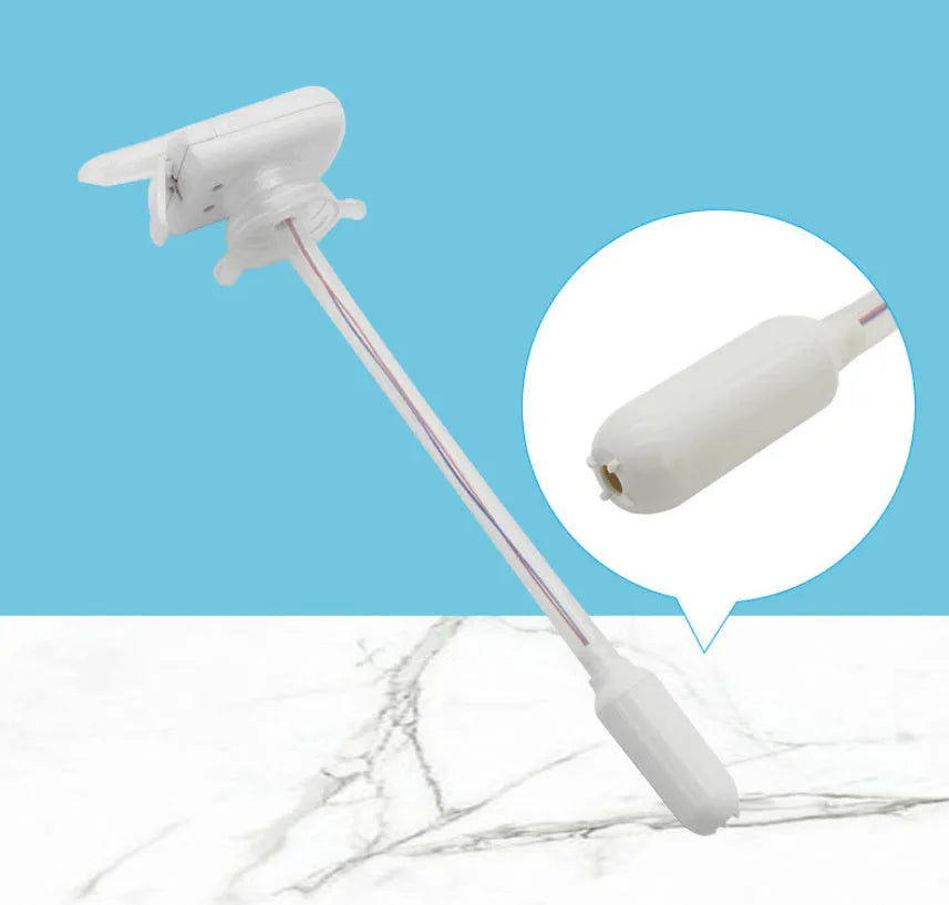 Manual pumping water device with blue handle and long silicone straw for transferring drinks.