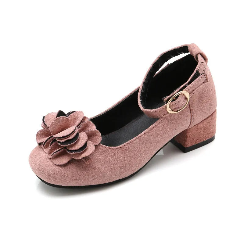 Girls show leather princess high heels in black pink red artificial PU upper sizes 27 to 37