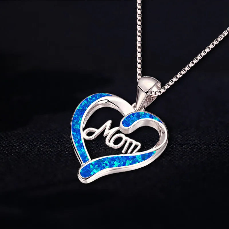 Love-shaped MOM letter pendant necklace in Rose Gold alloy electroplated finish for women