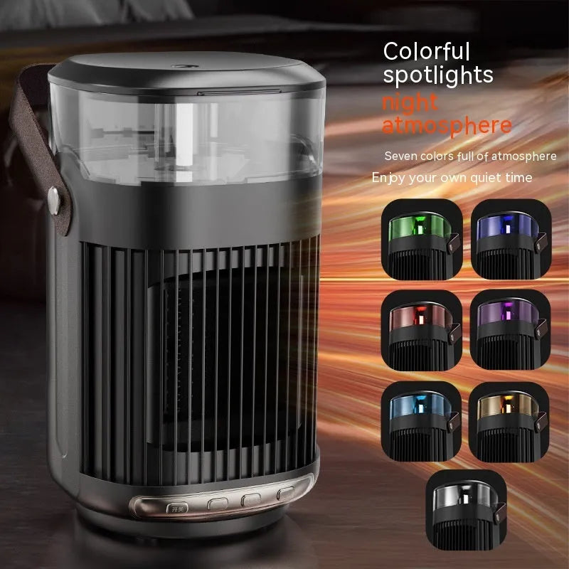 Black portable 2-in-1 space heater and humidifier with front control panel.