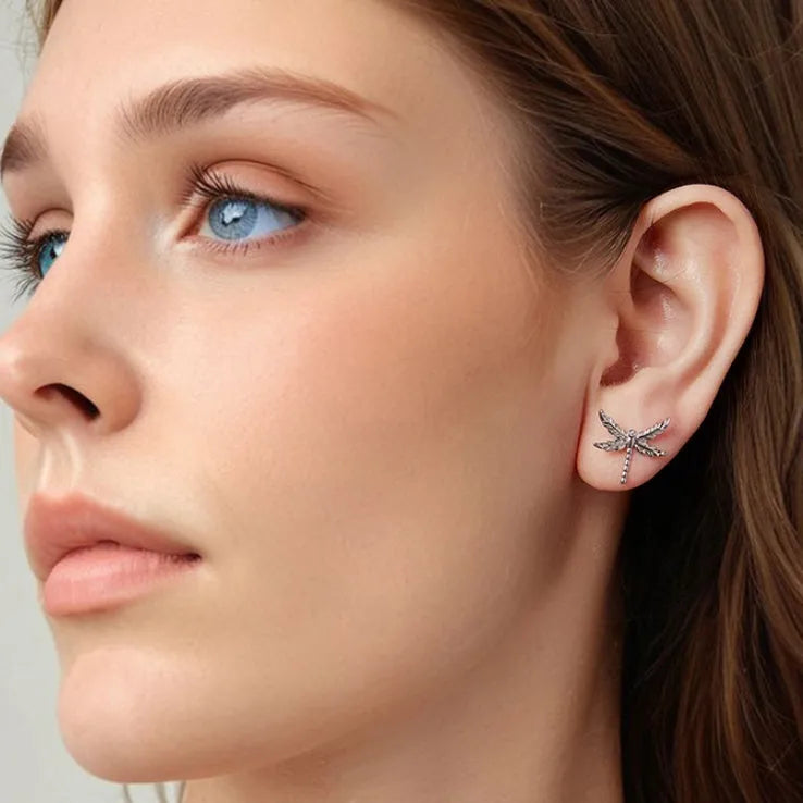 925 sterling silver wing dragonfly stud earrings with electroplated finish SCE1909 colour
