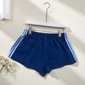 Men's navy blue high waist nylon hot pants with micro elastic fabric for casual sports wear