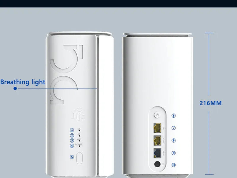 Compact white 4G CPE wireless router with Qualcomm or Zhanrui chip for wired to wireless conversion.