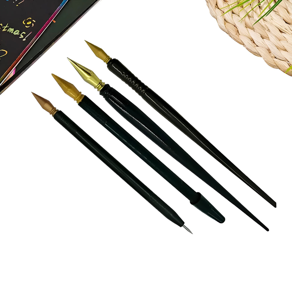 White PS plastic scratch art pen tool for children's paper craft projects