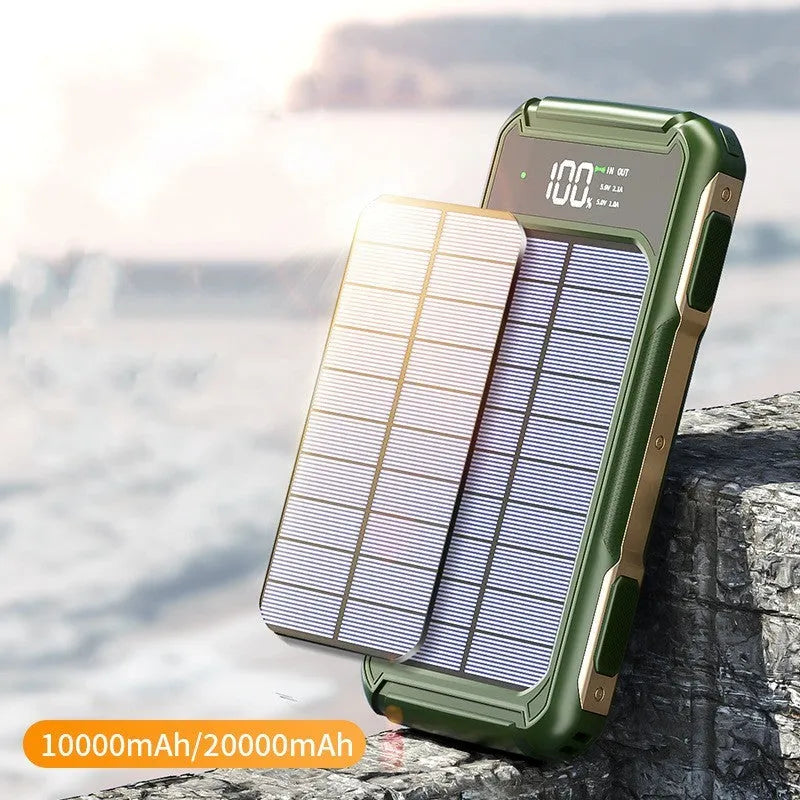 Military grade power bank in black, green, or orange showing compact size and USB ports.