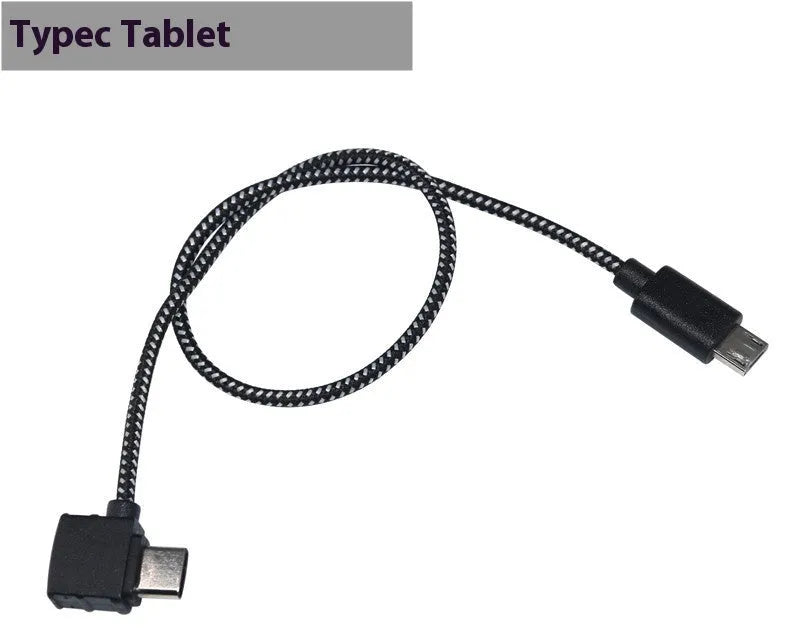 15cm Type-C data cable with metal connector and black nylon PVC exterior for remote control charging