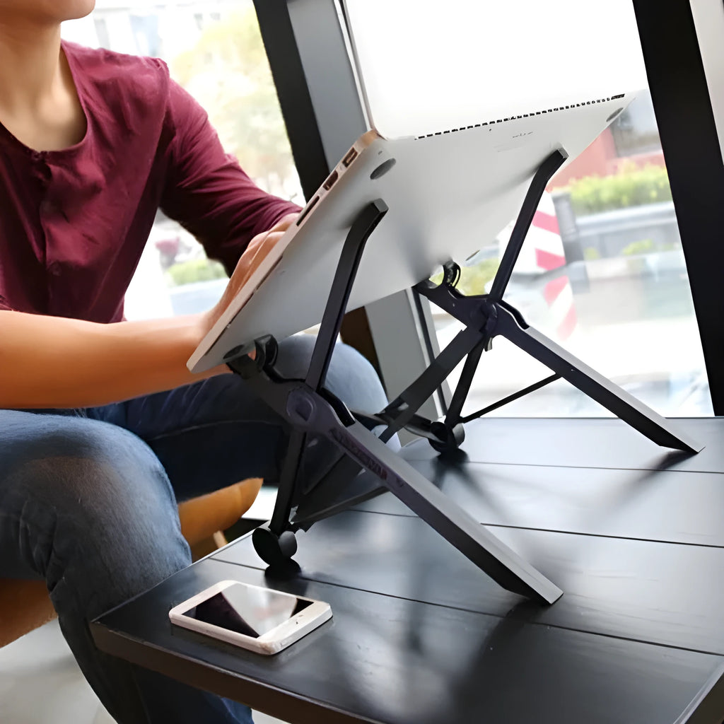 Sagacious black portable folding laptop bracket computer stand on desk
