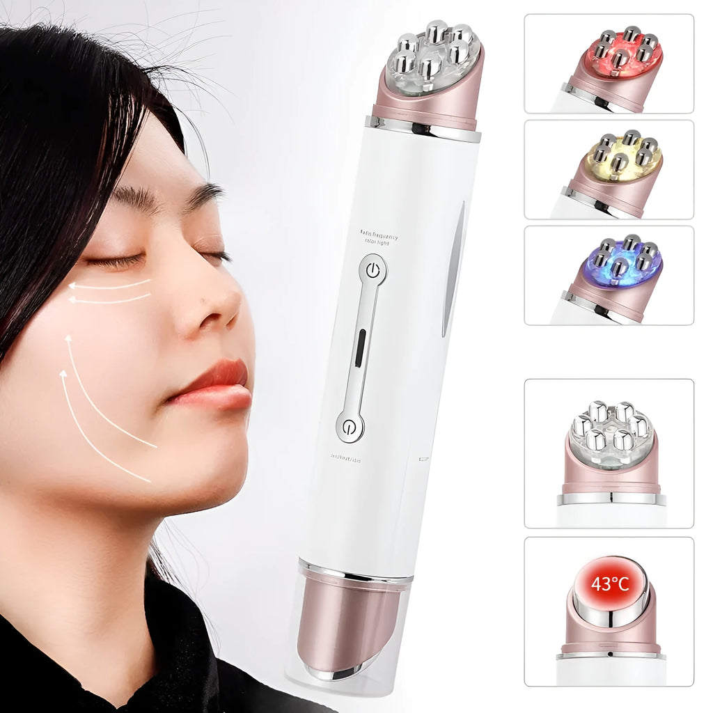 White EMS eye massager pen with 3 LED light modes for eyes, face, and neck, 3 x 19cm, 94g