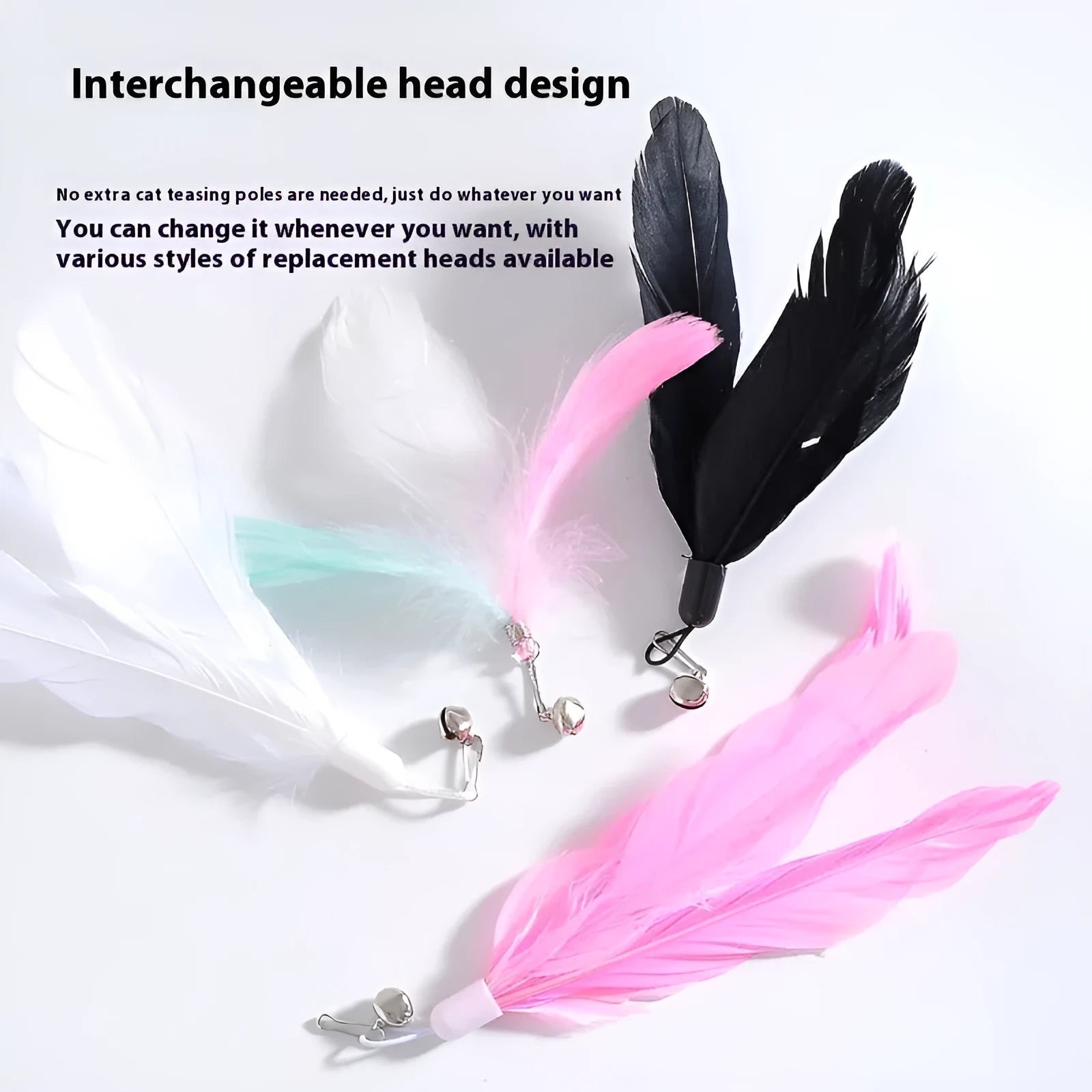 Cat teaser wand toy with suction cup base and colourful cat face attachment