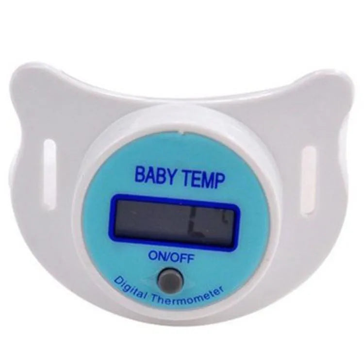 Blue and pink baby pacifier digital thermometer with LCD display for infant temperature monitoring