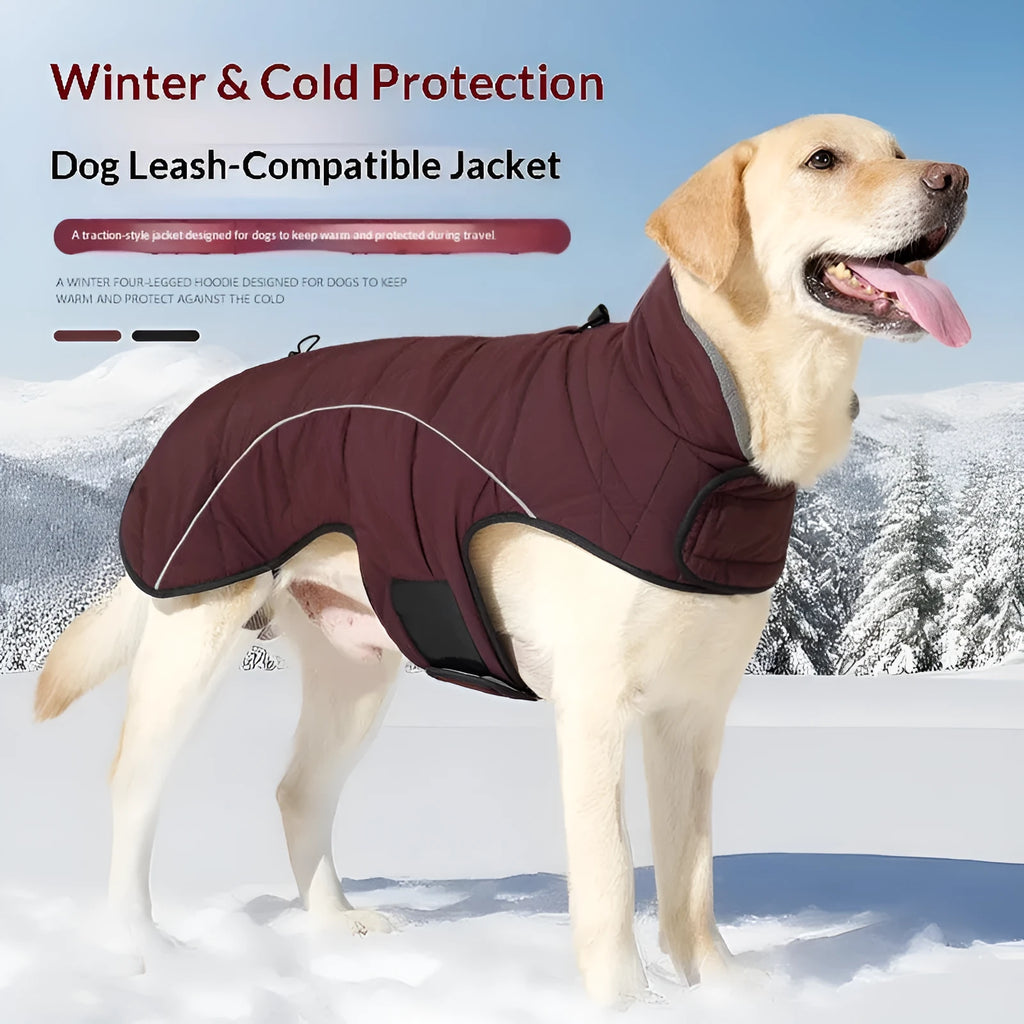 Unisex double-layer polyester fibre pet vest jacket in black, size L, on a dog