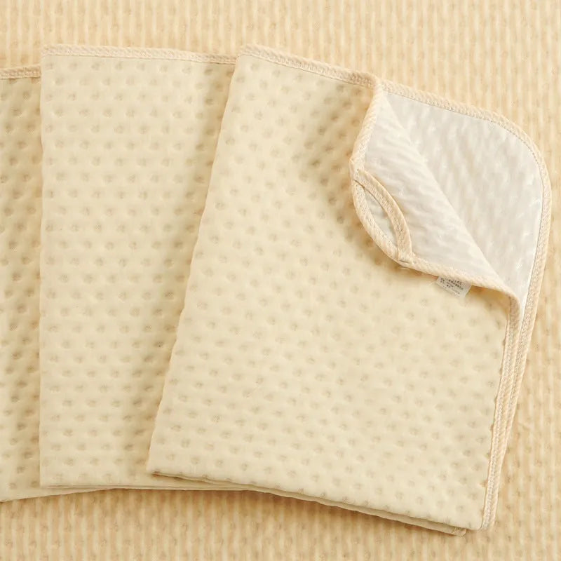 Brown stripe baby changing mat with washable cotton surface and TPU waterproof layer