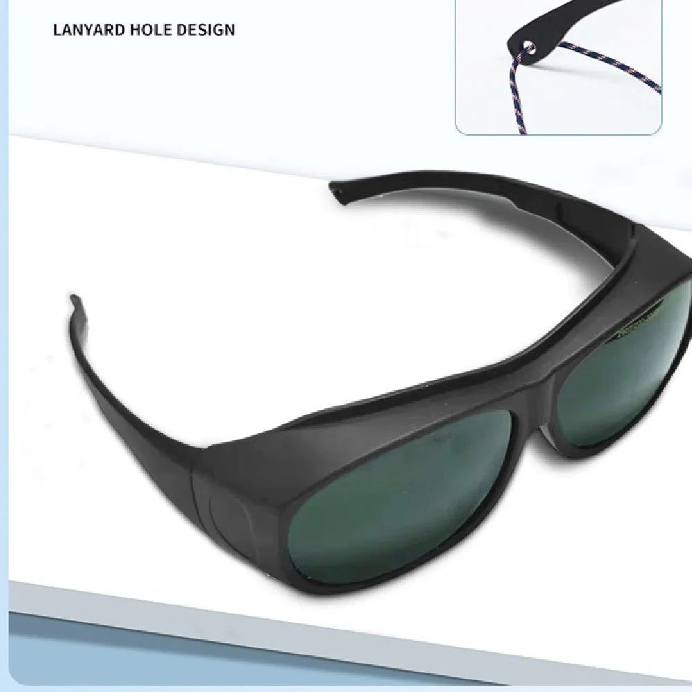 Photon skin rejuvenation and welding goggles with clear PC lenses for 200–2000nm laser protection.