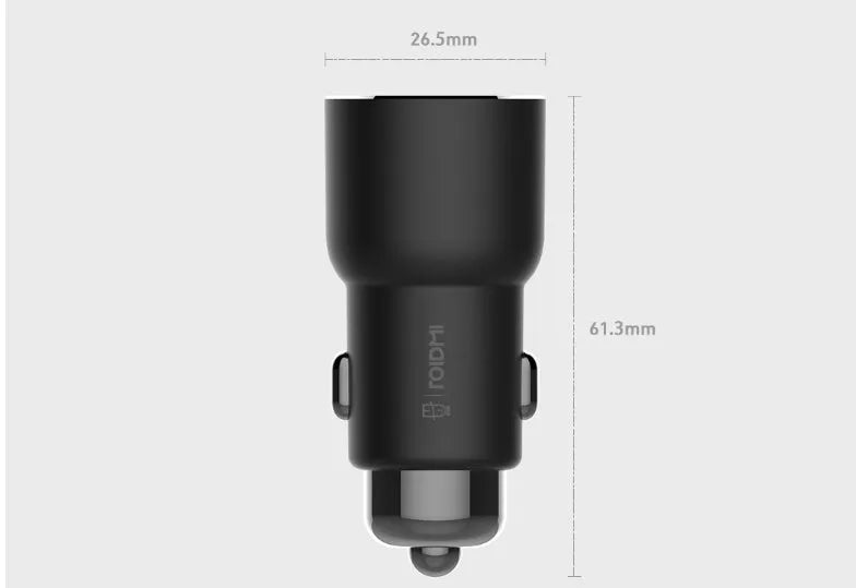 Black Ruimi 3S Music Bluetooth Car Charger with USB port for vehicle use.