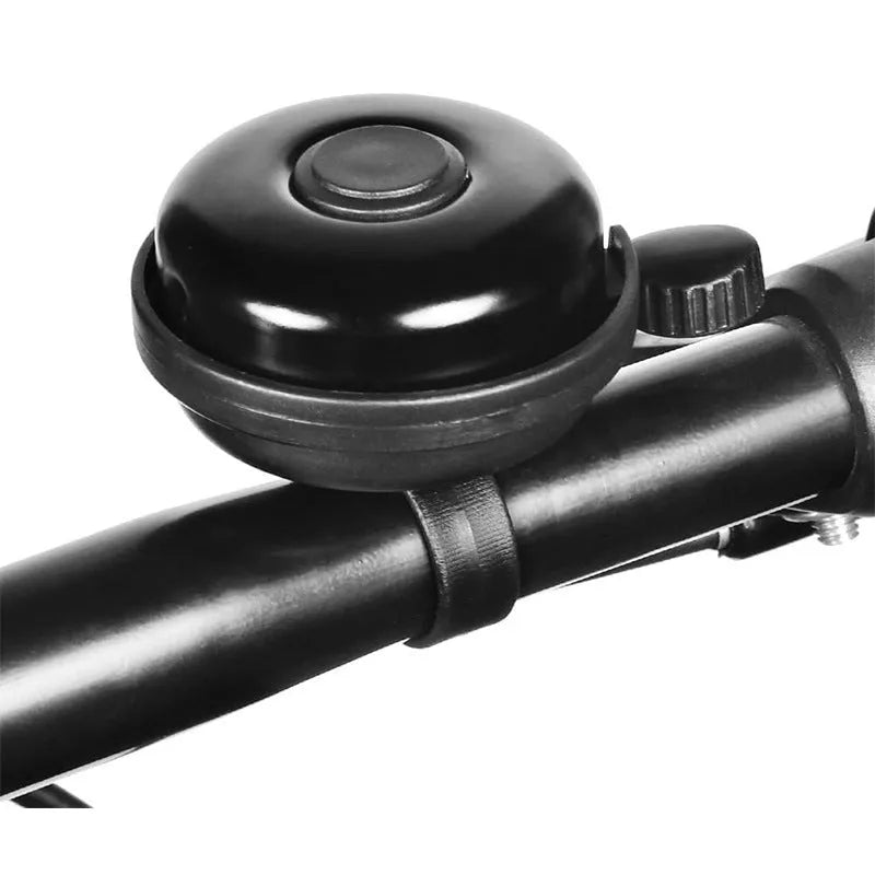 Black flat bicycle bell with 58mm diameter for mountain bike handlebar mounting