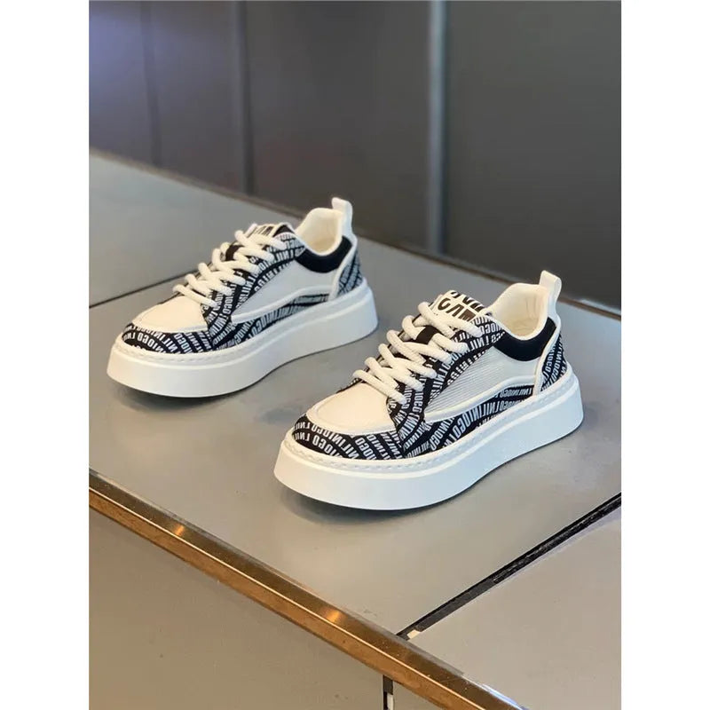 Men's canvas casual sneaker thick bottom wear-resistant board shoes white and gray low heel rubber sole