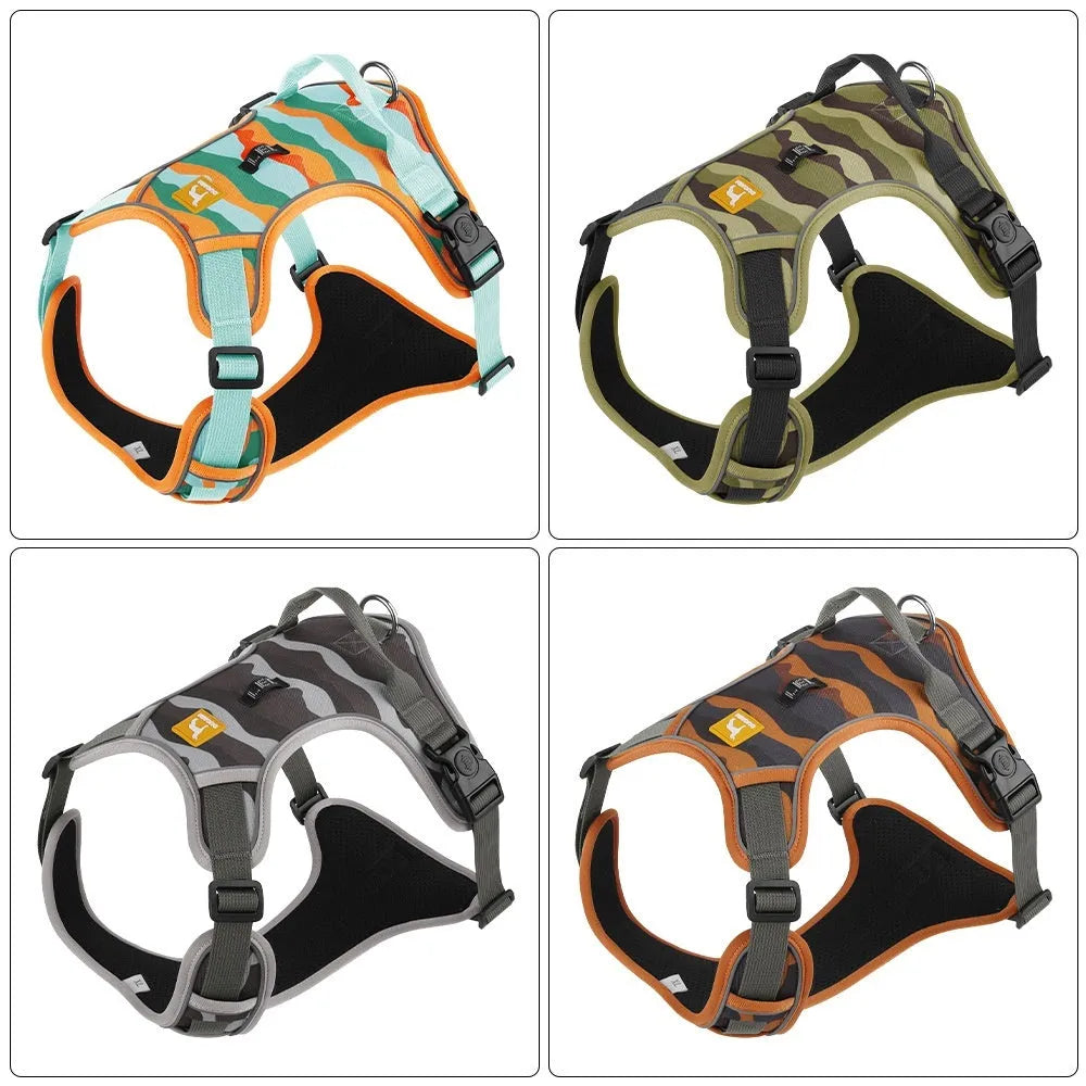 Reflective dog harness with integrated hand holding rope in Oxford cloth material