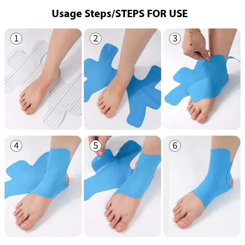 Pre-slitted elastic sports ankle support bandage for running and fitness in black