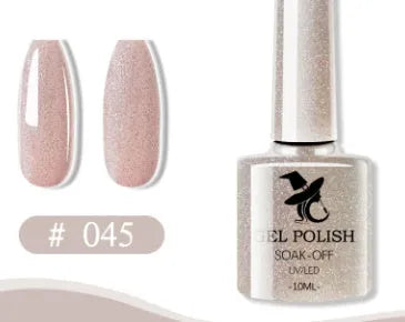 48 colour UV phototherapy plastic gel nail polish set with 7ml bottles in various finishes including glitter and nude shades
