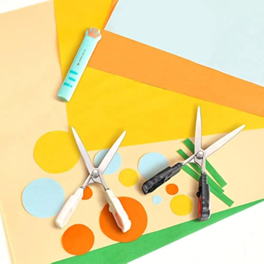 Cat paw design mini folding safety scissors in four colour options showing compact 8.7cm size