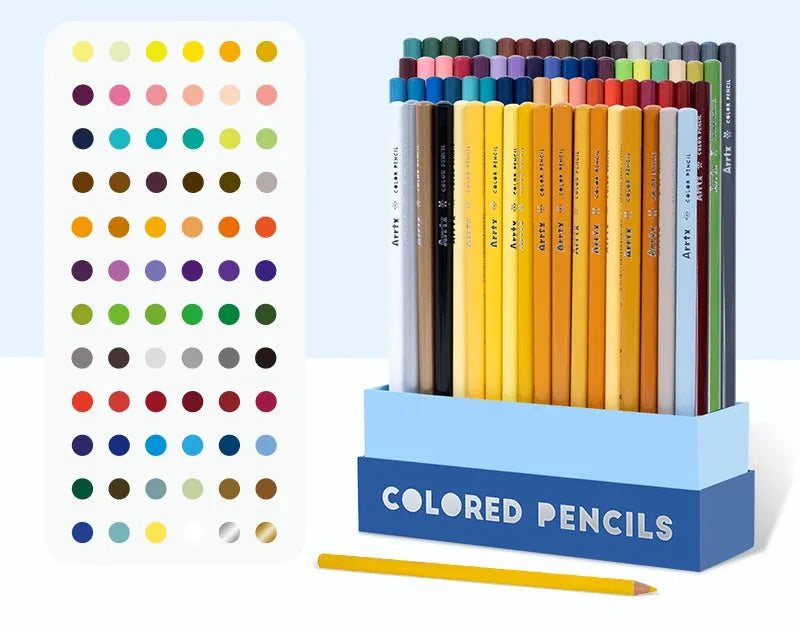 Boxed set of 72 or 126 coloured pencils for art students with basswood barrels.
